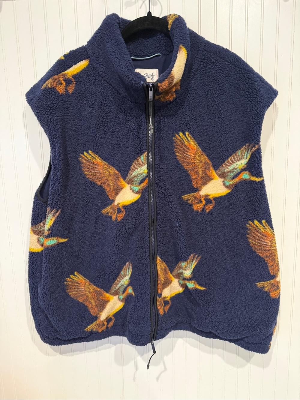 Woolrich x Target XXL 2XL Duck Print Fleece Vest Navy Ducks